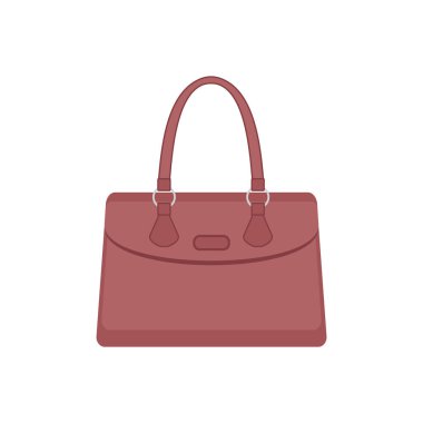 Beyaz arka planda kadın çantası. Vektör düz resimleme.