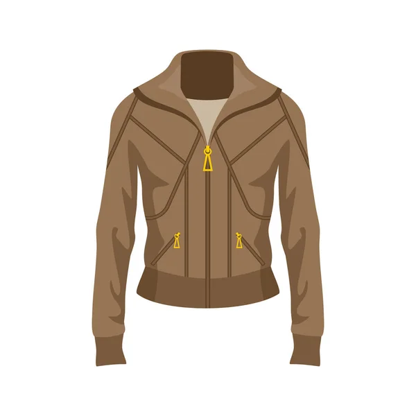 Veste Marron Sur Fond Blanc Illustration Vectorielle Plate — Image vectorielle