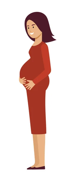 Femme Enceinte Sur Fond Blanc Illustration Vectorielle Plate — Image vectorielle