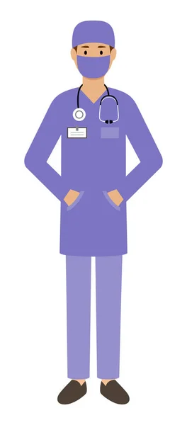 Αρσενικός Γιατρός Λευκό Φόντο Ιατρική Συμβουλή Διανυσματική Επίπεδη Απεικόνιση — Διανυσματικό Αρχείο