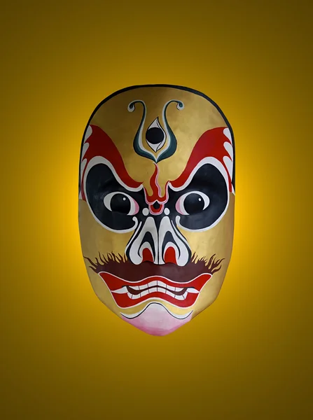 Maska z opera Chińska złote na białym tle — Zdjęcie stockowe