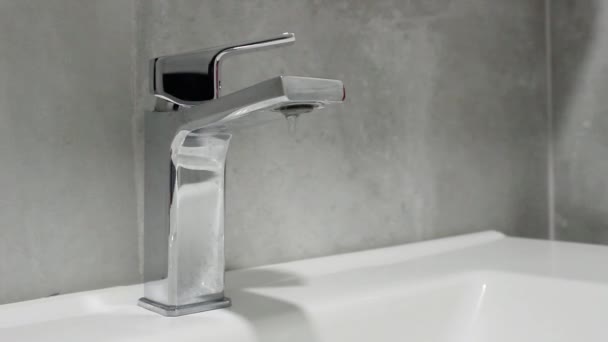 Dripping Bathroom Faucet Spout — Stock Video