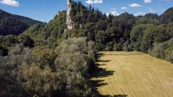 Полет вокруг замка Орава, Словакия . — стоковое видео
