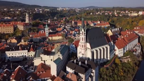 Hava Cesky Krumlov tarihi kent Panoraması — Stok video