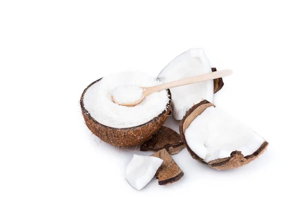 Organic coconut with shavings — Stock Photo, Image