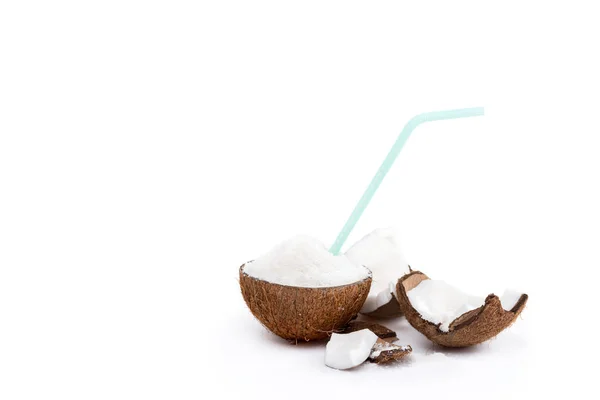 Organic coconut with shavings — Stock Photo, Image