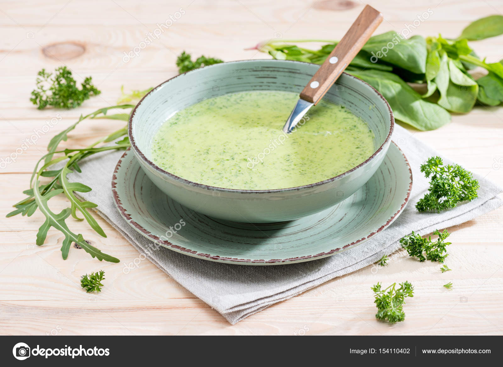 Fresh green soup — Stock Photo © alebloshka 154110402