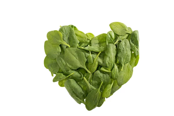 Heart shaped spinach leaves — Stock Photo, Image