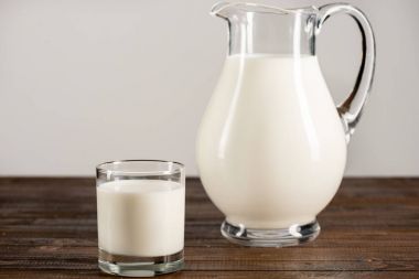 Fresh milk in glass and jug  clipart