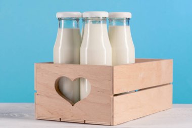 Milk in glass bottles  clipart