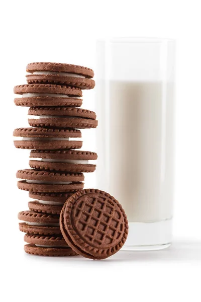 Glass of milk and cookies — Stock Photo, Image