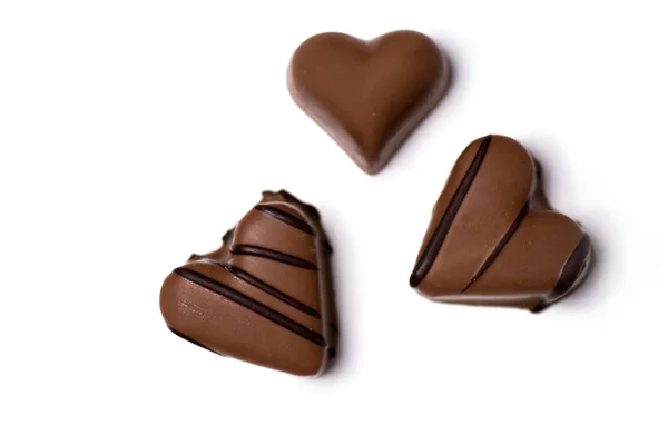Chocolate heart shaped candies — Stock Photo, Image
