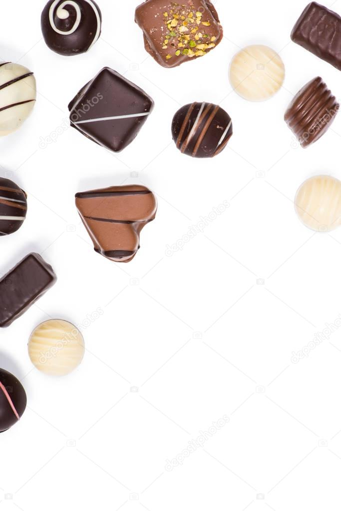 Assortment of chocolate candies 