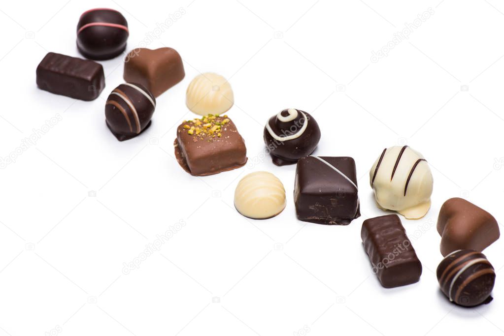 Assortment of chocolate candies 