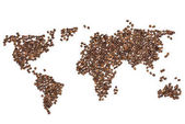 Világtérkép, készült szemes kávé