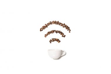 White cup with coffee beans   clipart
