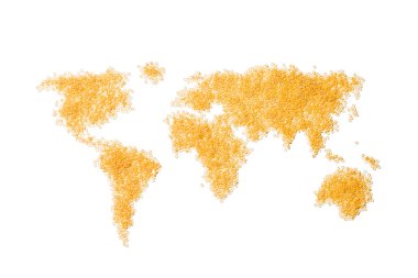 world map made from round pasta 