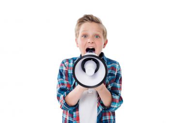 Little child with megaphone  clipart
