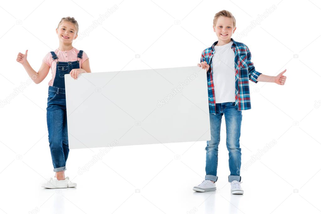 Cute kids with blank banner 