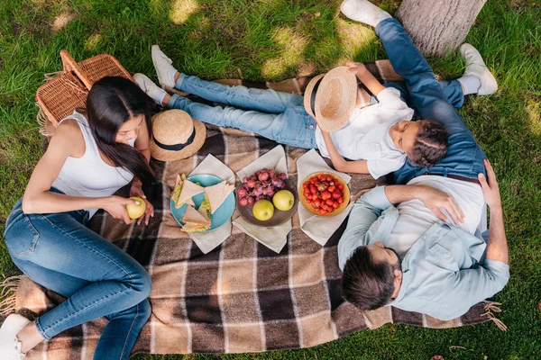 Familjen ha picknick — Stockfoto