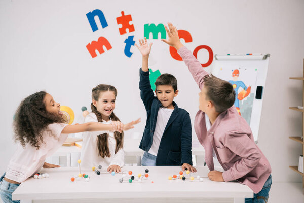 Pupils at chemistry lesson