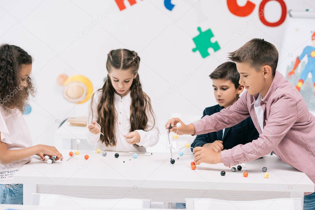 Pupils at chemistry lesson