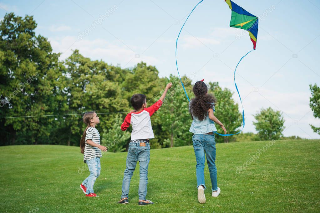 Children playing with kite