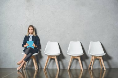 businesswoman waiting for interview clipart