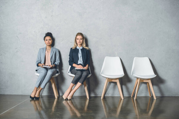 multicultural businesswomen waiting for interview