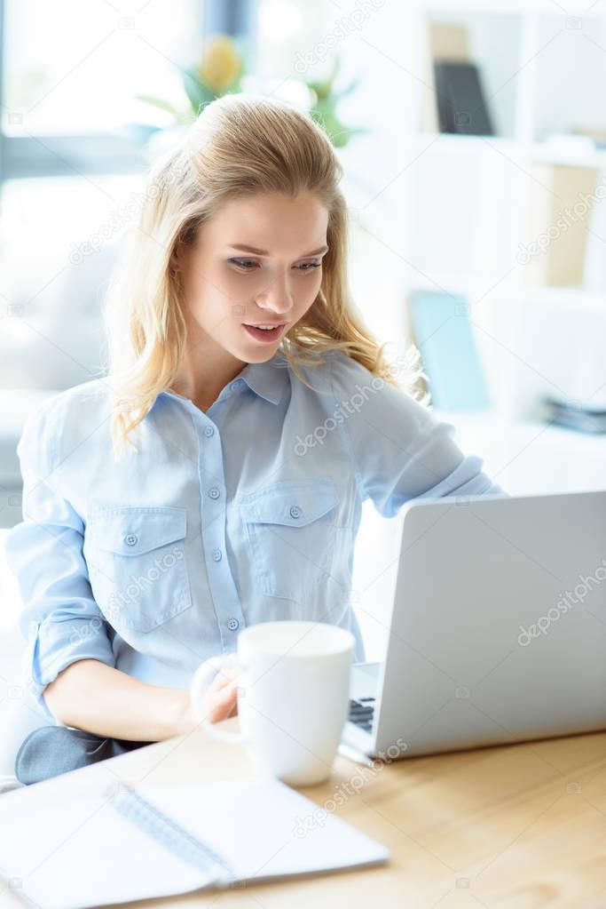 businesswoman working on laptop