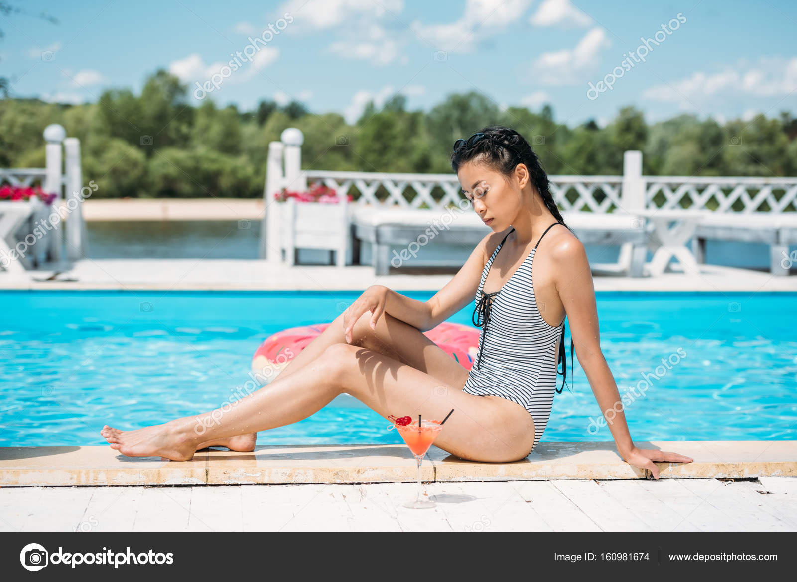 Asian Woman Near Swimming Pool Free Stock Photo Alebloshka 160981674