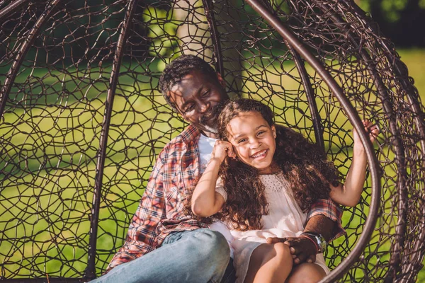 African american granddaughter and grandfather — Stock Photo, Image