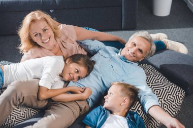 family relaxing together clipart