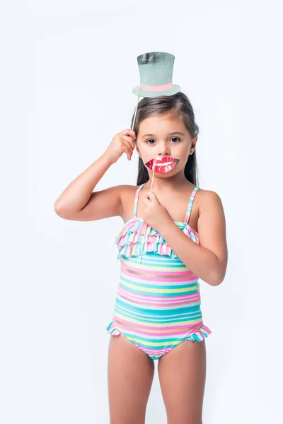 Adorable child with party sticks — Stock Photo, Image