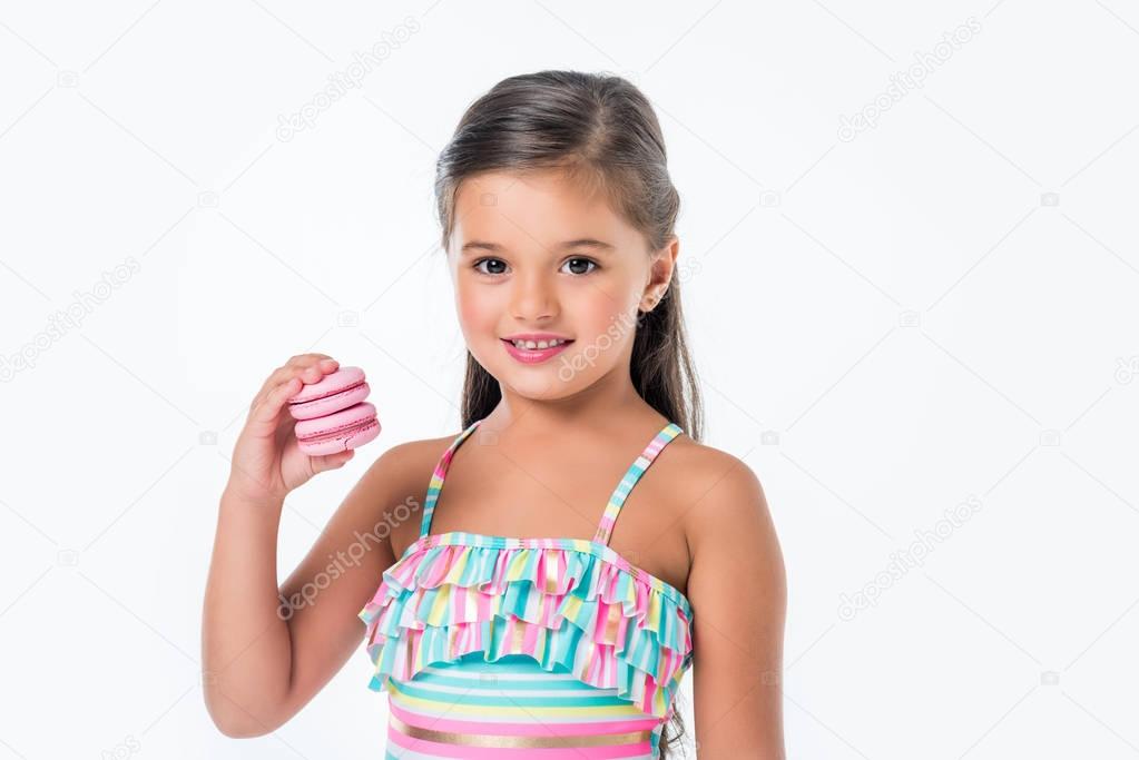 happy child with macaroons