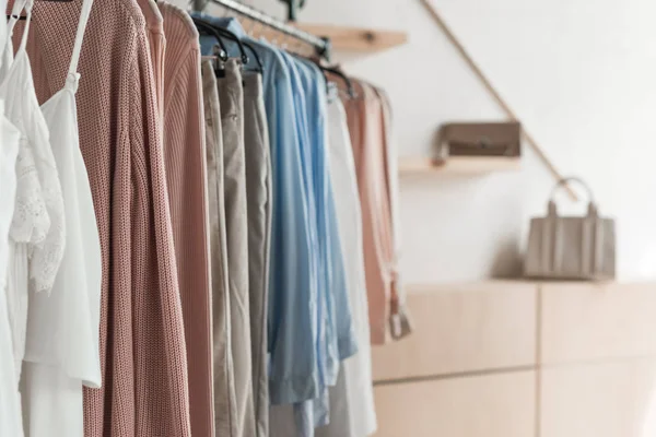 Rack with clothes in store — Stock Photo, Image