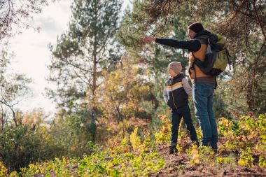 Baba ve oğul birlikte hiking