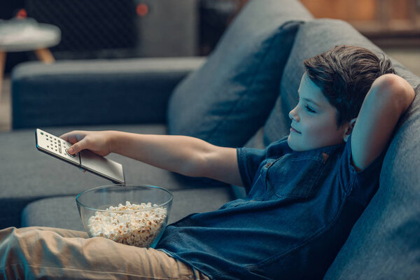 Little boy watching tv
