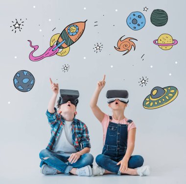 children using virtual reality headsets