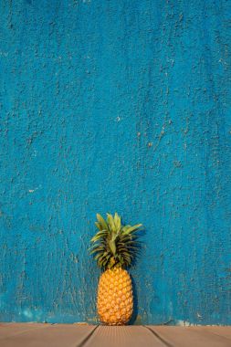 mavi duvar önünde ananas