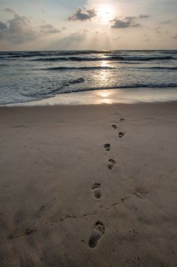 footsteps on sandy beach clipart