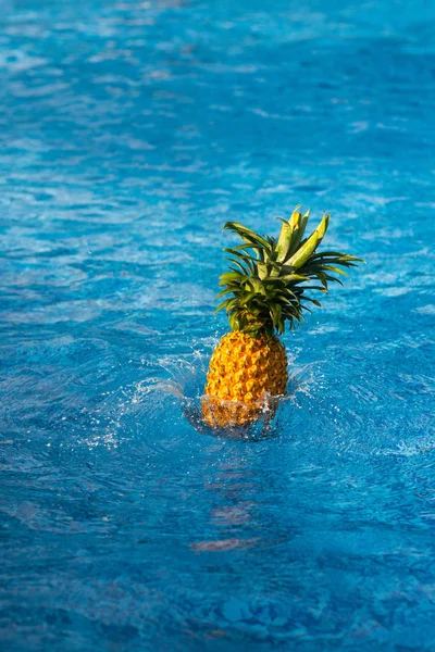 Ananas som faller i vann – stockfoto