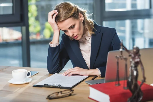 Tired lawyer at workplace — Stock Photo, Image