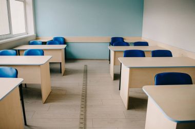 interior of empty classroom at modern school clipart