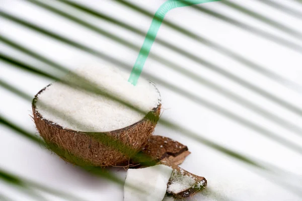 Cracked coconut with shavings — Stock Photo