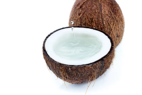 Cocco tropicale maturo con acqua — Foto stock