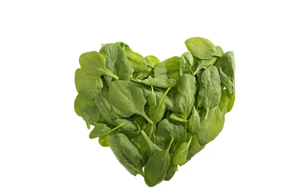 Folhas de espinafre em forma de coração — Fotografia de Stock