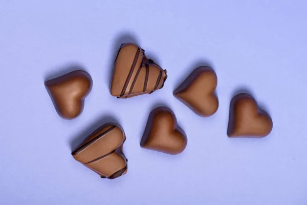 Chocolate heart shaped candies — Stock Photo