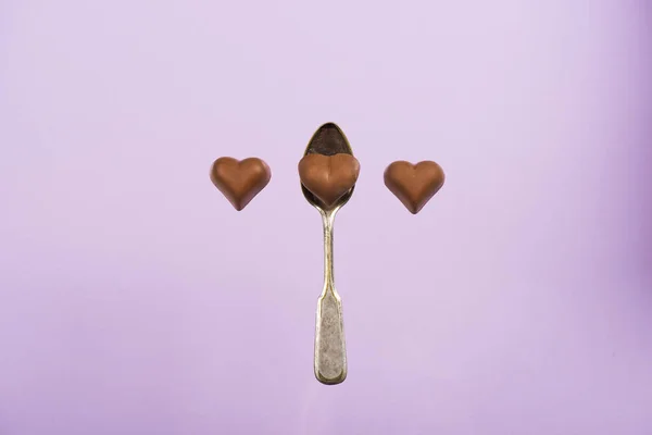 Heart shaped chocolate candies — Stock Photo