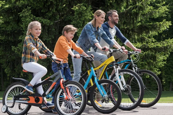 Family riding bicycles — Stock Photo